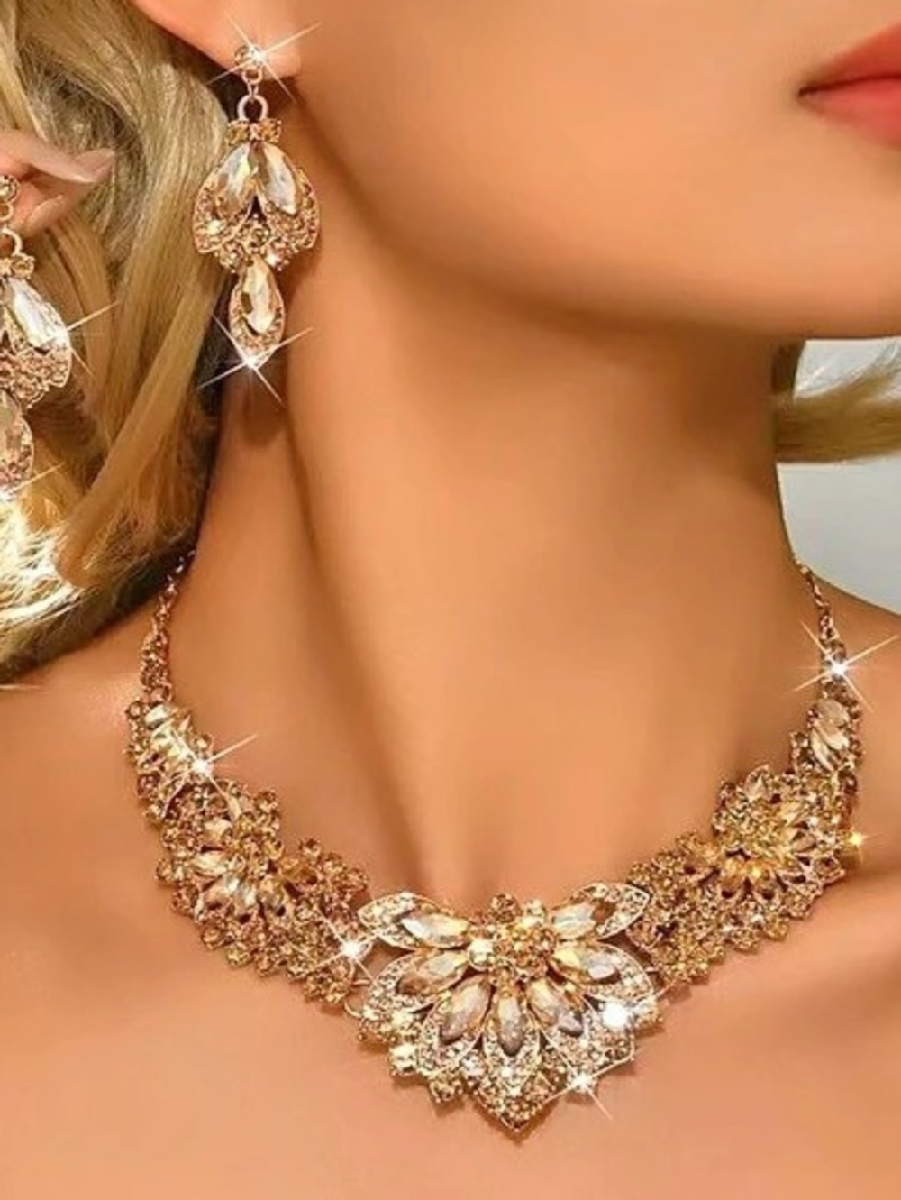 New Crystal Statement Necklace & Earrings